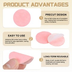 100Pcs Adhesive Felt Circles 1.5″ Round Non-Woven Felt Stickers Pink