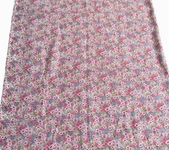 Vtg Calico Floral Pink Aqua Lavender Peach Lightweight Cotton Blend Sewing BTY