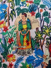 Handmade Cotton 5 Yard Fabric Frida Kahlo Fabric Garden Mexico Queen Print