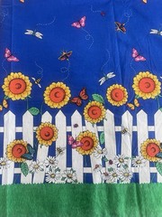 2.33Y Fabric Traditions 1996 Picket Fence Butterfly Ladybug Daisy Bee #2565 VTG