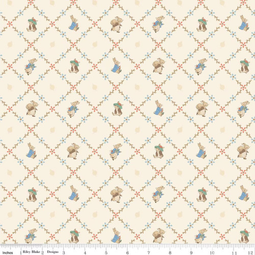 Peter Rabbit And Benjamin Bunny By Riley Blake Designs -Cream Lattice #C17254-C