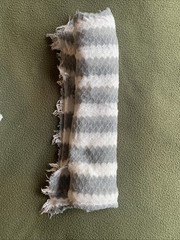 Lot Of 3 Fabric Pieces. Lace (35”x60”). Silver (40”x60”). Gray:White (13”x66”)