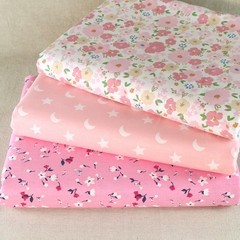 12 DIY Sewing Crafts Pink Floral Cotton Quilting Fabric Squares Bundle Scraps