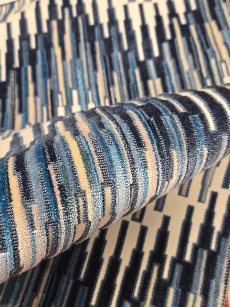 Pindler Hamilton fabric Dixie Hill blue cut velvet