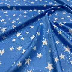 Stars and Dots with Blue print Nylon Spandex Fabric Stretch By Yard for Swimwear