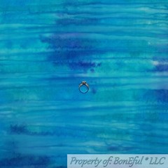 BonEful FABRIC FQ Cotton Quilt Blue Teal Green BATIK Aqua Water Color Fish Ocean