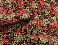 DESIGNER FLORAL GEO VELVET SPA BLUE RED CUSHION HIGHEND FABRIC BY 1/2 YARD 50″W