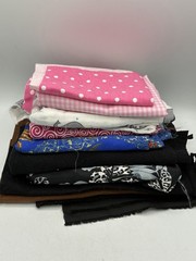 Mixed Fabric Remnant Lot Cotton Satin Muslin Prints Solids Craft Sewing