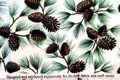 Jo-Ann Fabric Cotton Christmas Fabric With Pinecones Half-Yard 20” X WOF