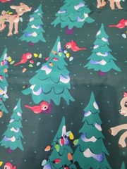Vip Cranston Animated Rudolph Christmas Fabric Snowman Trees Birds Lights Green