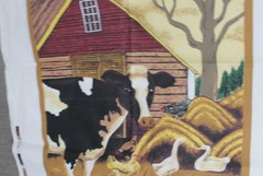 Farm Animal Barnyard Cow Chicken Cat Fabric Panel Quilting Crafts 47″ x 34″