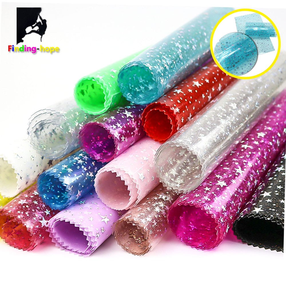 A4 Iridescent Hologram Transparent PVC Vinyl Star Fabric DIY Bows Earring Making