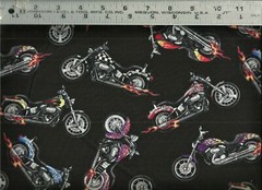 Elizabeth Studio ~ Realistic Motorcycles HOGS ~ 100% Cotton Quilt Fabric BTY