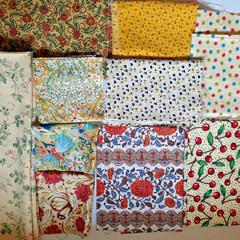 11 PC / 1 LB Mixed Lot Cotton Fabric Prints Warm Sunny Colors Modern & Vintage