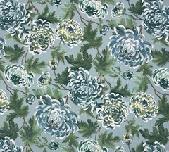 BALLARD DESIGNS ALORA CELADON GREEN OVERSIZE FLORAL FABRIC 2.75 YARDS 54″W