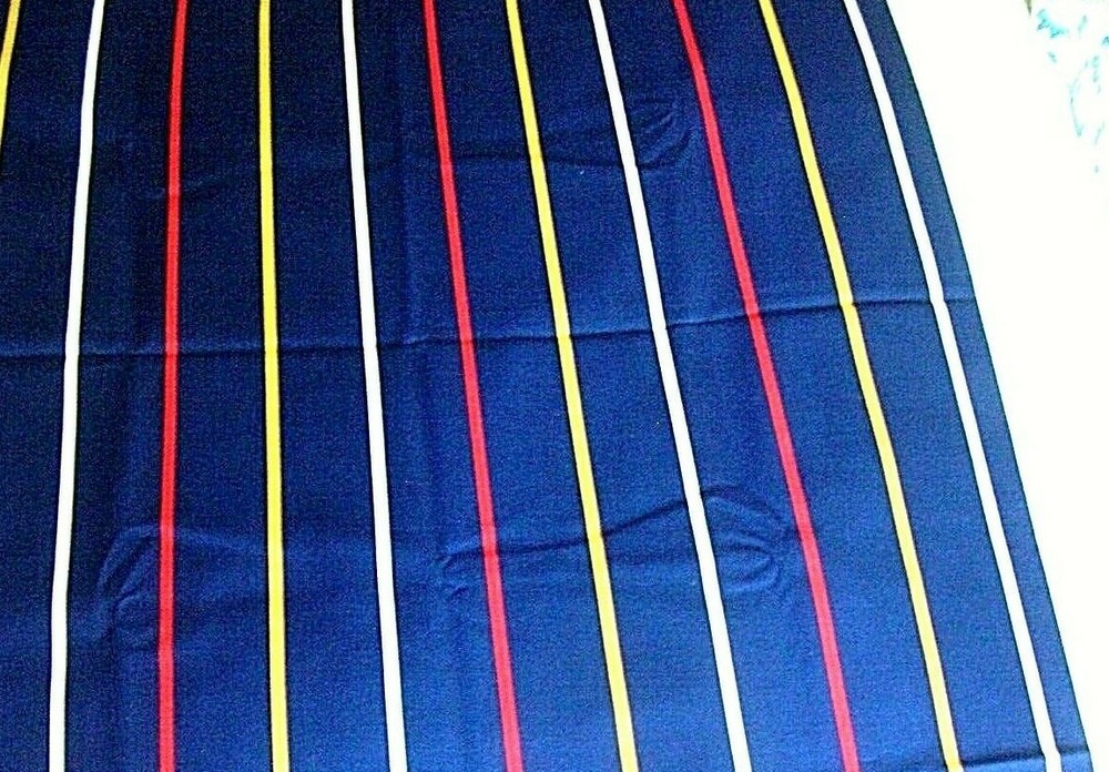 ½ Yard NAVY BLUE CoTToN BLeND Red Gold White lines stripes 44″W for a SHaRP Mask