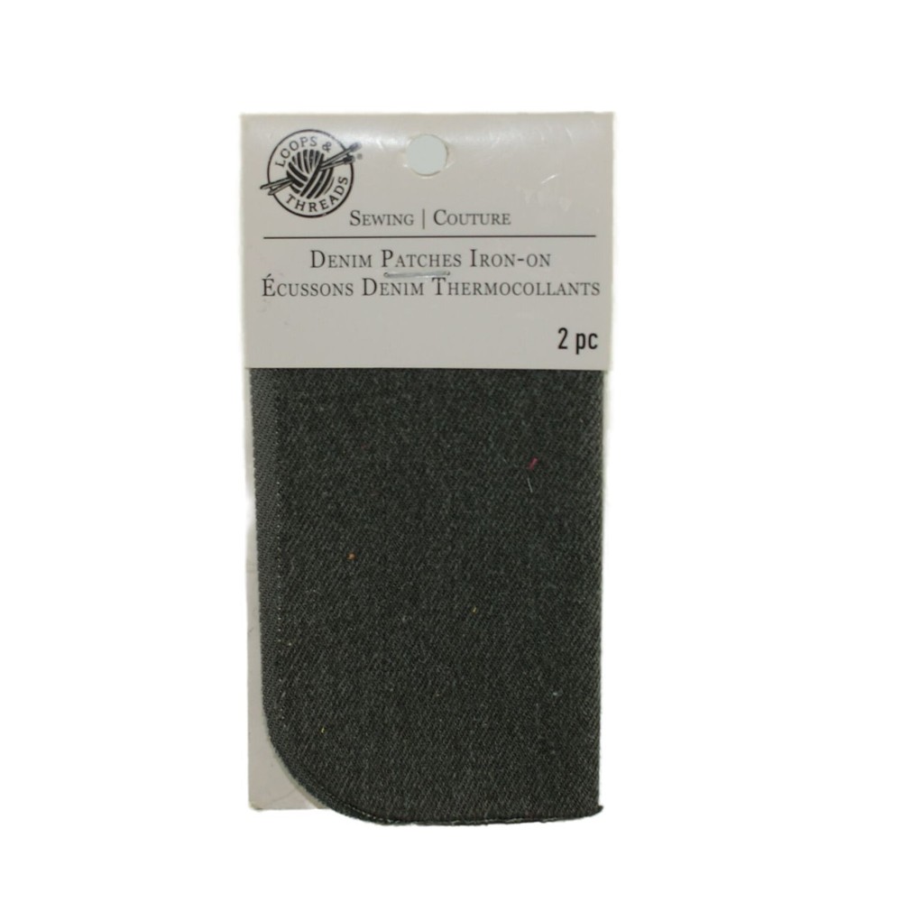 Loops & Threads Iron-On Patches 5″X5″ 2/Pkg-Gray Denim, 2 Packs of 2 per pack