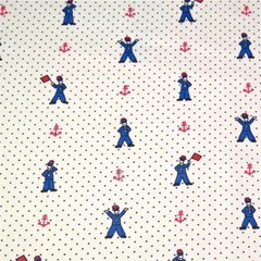 Vintage Fabric by Wellwood, Tiny British Signal Sailors, Per 1/2 Yd