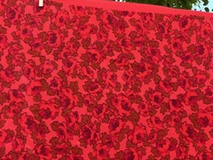 Vintage Wool/Wool Blend Fabric 3 Yards, 60″W Red Print
