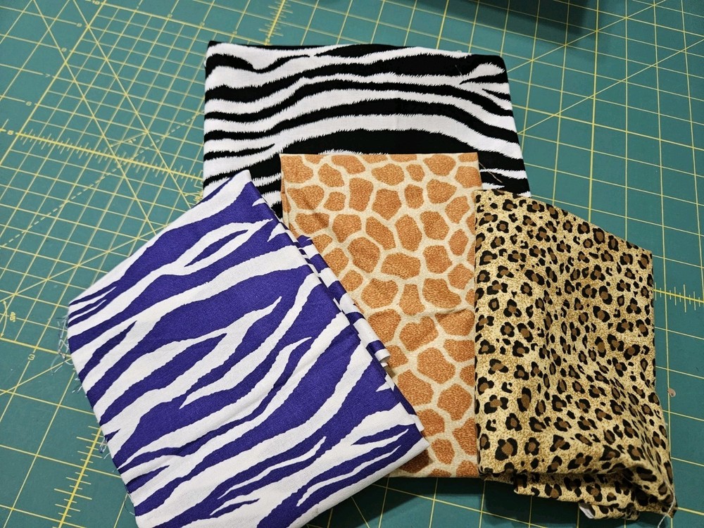 DESTAHS Animal Print Fabric BundleZebra Giraffe Cheetah Quilting Cotton 2+ yds
