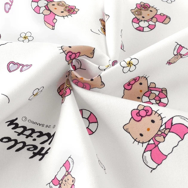 Sanrio Hello Kitty Sunburn Summer Vacation Cotton Oxford Fabric W109cm per 50cm