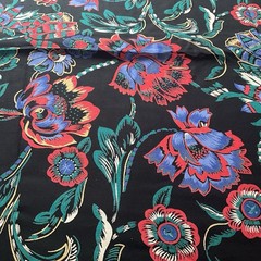 Bold Vibrant Blended Fabric Double Sided 2.5 Yards x 60″ Wide Floral Pattern VTG