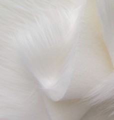 60” Width White Solid Shaggy Long Pile Faux Fur Soft Polyester Fabric Per Yard