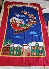 VTG V•I•P HAPPY CHRISTMAS TO ALL FABRIC DOOR PANEL Cut & Sew 36″x57″