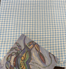 Blue Checked Poly-Cotton Blue/Turquoise 2 yards 60″ Wide
