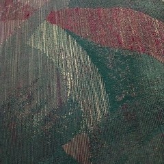 Cream Teal Burgundy 56″ x 38″ Handwoven Fabric Remnant 1 Yard Good Condition