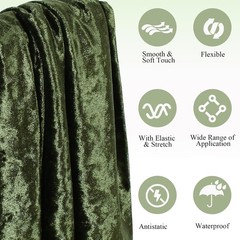 🟢1 Yard 63″ Wide Olive Green Stretch Crushed Velvet Fabric Sewing Material🟢