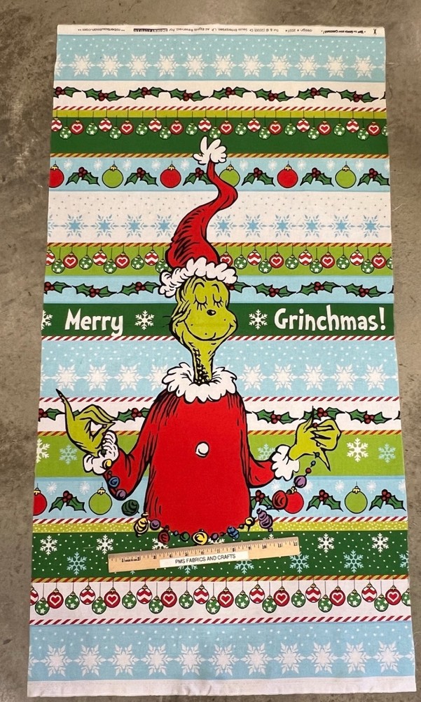 RK Grinch Christmas 100% cotton fabric panel – NOT Premade! Each panel 24×44