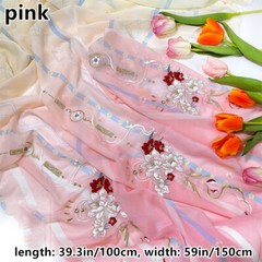 Chinese Embroidered Floral Chiffon Fabric for Hanfu Cheongsam Costume DIY Ethnic