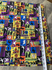 Rare VTG 90s Halloween Patchwork Block Design Fabric 3 pcs-Retro-Ghosts, Blk Cat