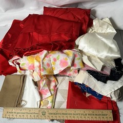 Fabric Scraps Remnants Mixed Lot Red Cream Floral Craft Quilting Sewing