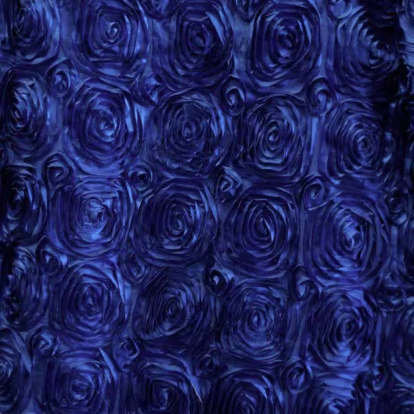 Paige ROYAL BLUE 3D Floral Polyester Satin Rosette Fabric by the Yard – 10028