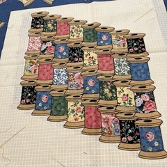Vintage Spring Industries Thread Spools Pillow Panels