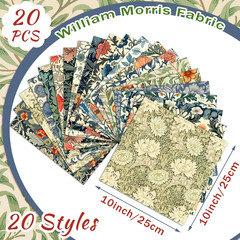 20 Pcs 10”X10” William Morris Flower Quilting Fabric Square Vintage Floral Pre