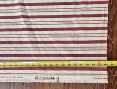 WAVERLY – GENERAL STORE TICKING STRIPES, 55″ x 43″ Burgundy tan upholstery