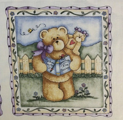 Vintage Dianna Marcum~Beatitude Bears Fabric~Religious~18 Quilt Blocks~6 1/2″ sq