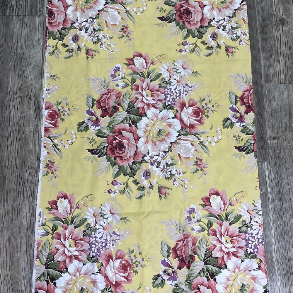 Vtg Ralph Lauren Sophie Brooke Fabric 52×74 Yellow Floral