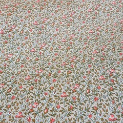 Vtg Floral Fabric Cotton Blend Salmon Caramel White on Peach 1 yd x 45″