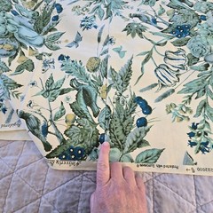 Vintage Waverly Fabric Remnant Plymouth Document Blue Yellow Green Birds READ DS