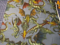 Alexander Henry Cotton Fabric Tale of the Dragon Large Directional Print 1.75 Yd