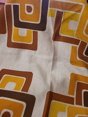 Vtg 60s 70s Geometric Op-art Fabric Woven Linen Blend ? MCM 47×82