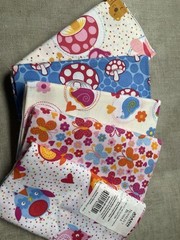 Cotton Fabric Cute Owl,Mushroom / 5Pieces 18”x 21”By Jo Ann