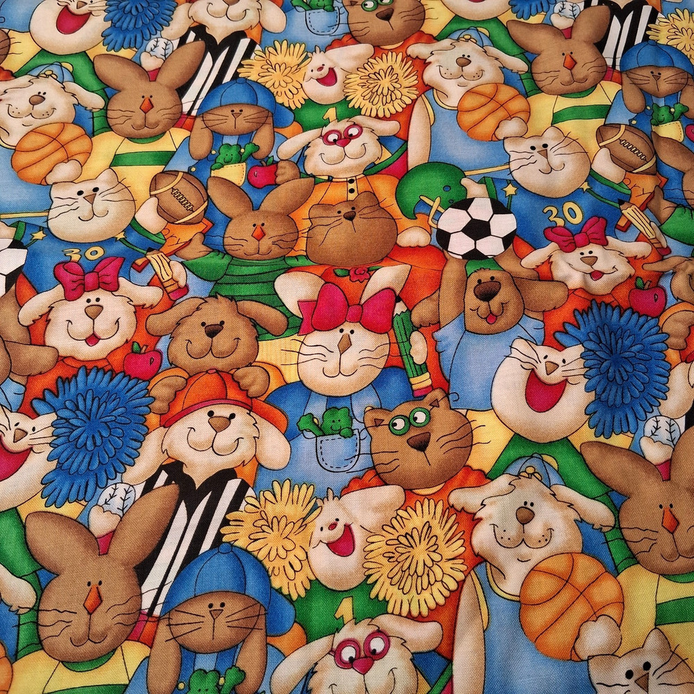 Jellybean Junction School Time Fabric Material Animals Sports Referee Sewing 55″