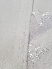 2.1 Yards White Embroidered Fabric Poly Cotton Blend Chevron Vine Floral 76×44