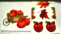 Fabric Red Rooster 3 Pc Appliques for Autumn Wheelbarrow & Pumpkins Apples $2.35