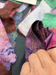 Batik Fabric Scraps And Strips For Mini French Braid Quilting. Multiple Colors